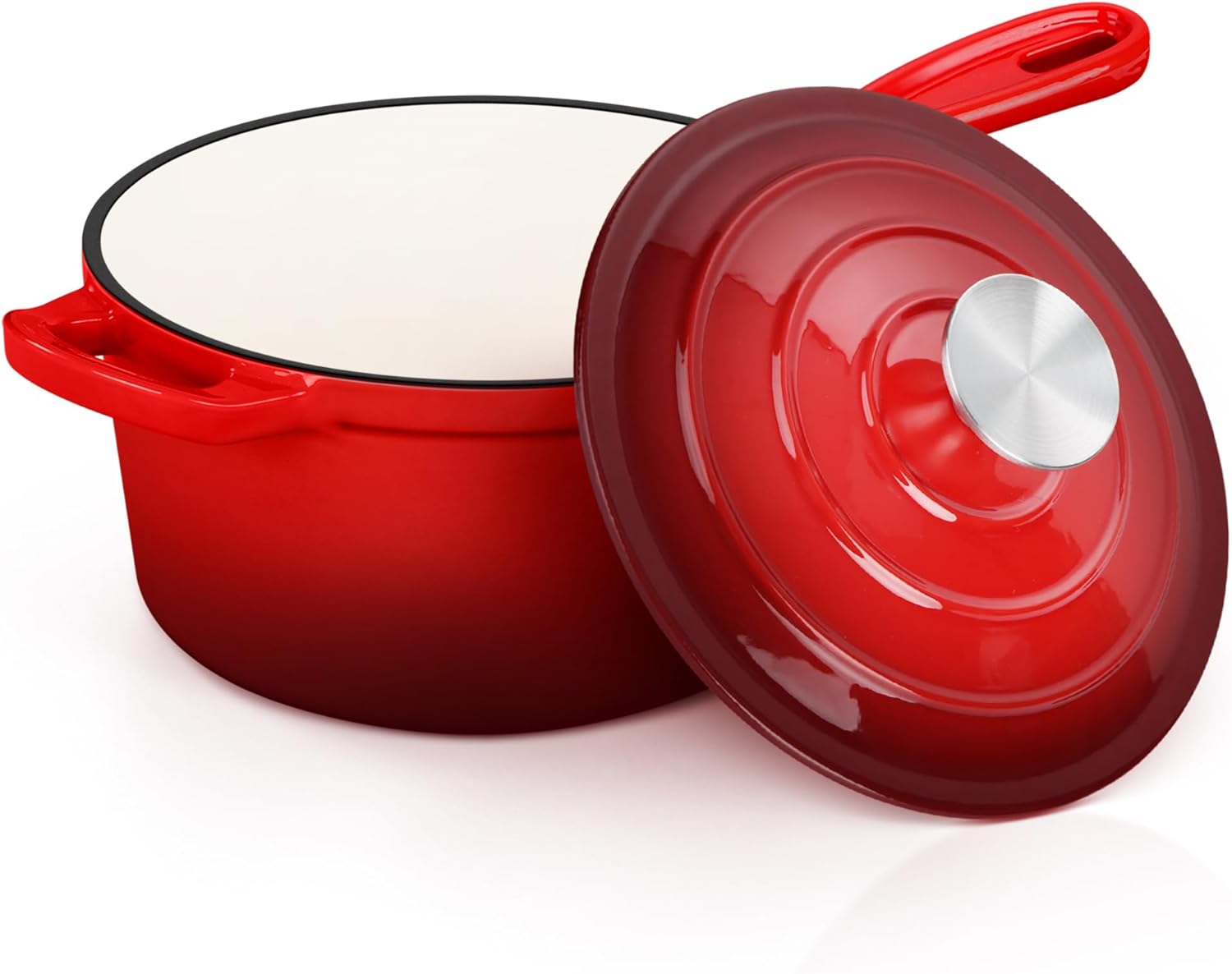 E-far Enameled Cast Iron Sauce Pan for Healthy Cooking