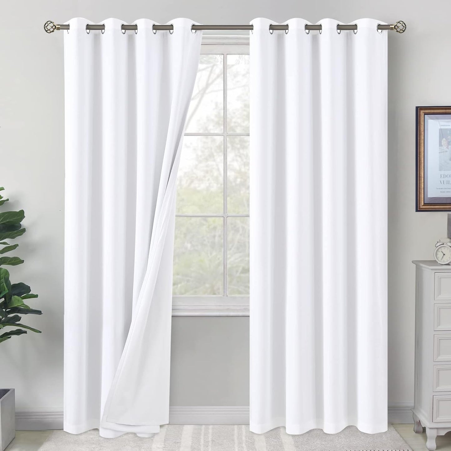 BGment White Blackout Curtains for Bedroom 95 Inch Length Set
