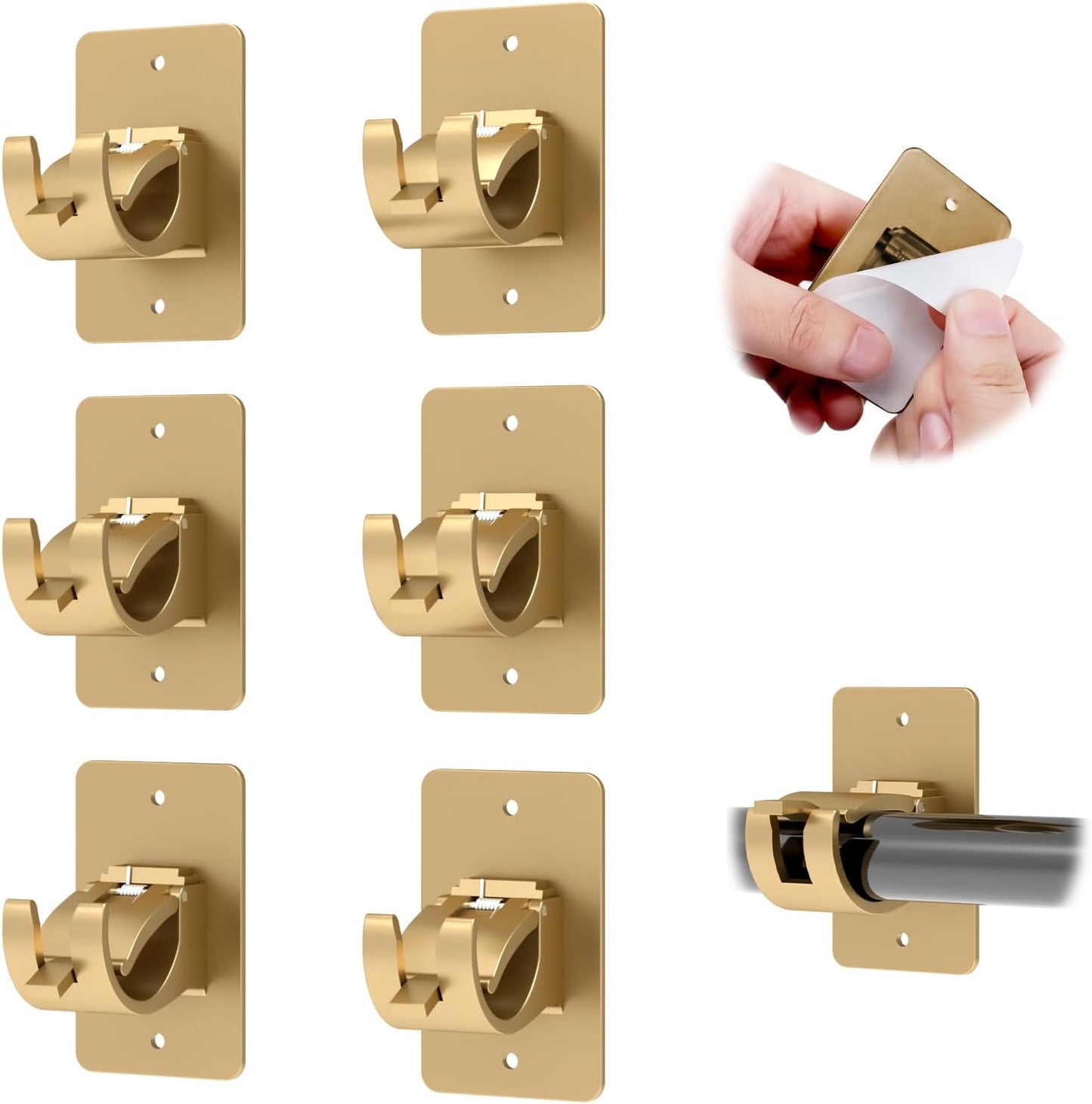 Self-Adhesive Curtain Rod Brackets Set