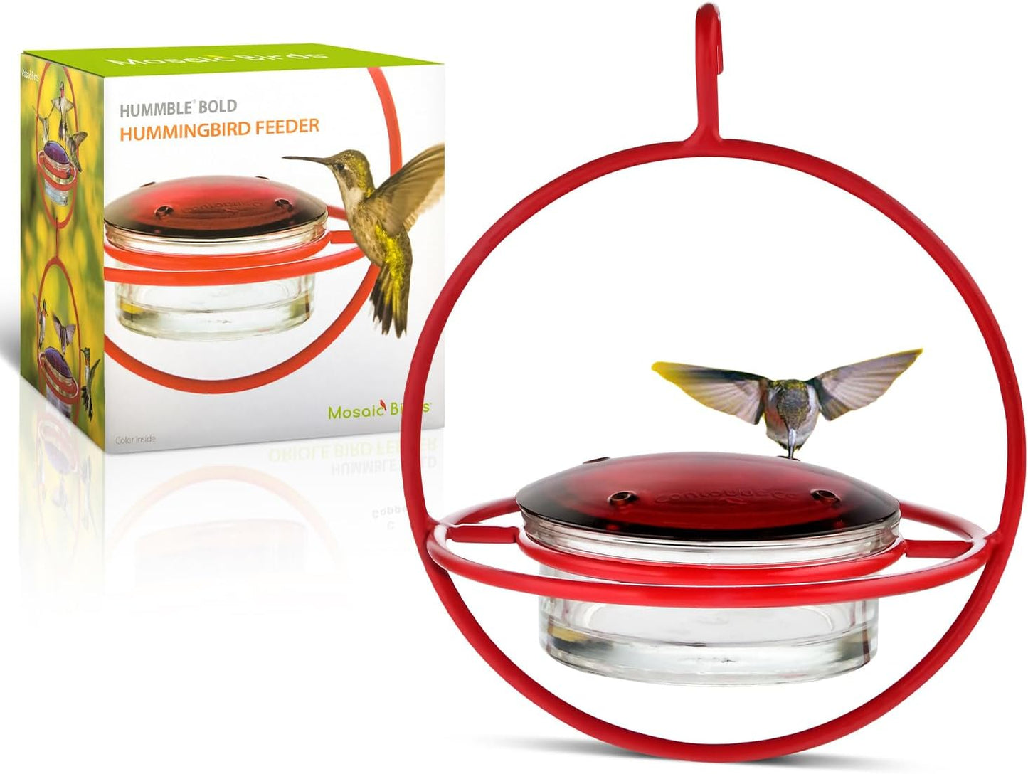 Hummingbird Feeder for Outdoors with 4 Feeding Ports and Perch