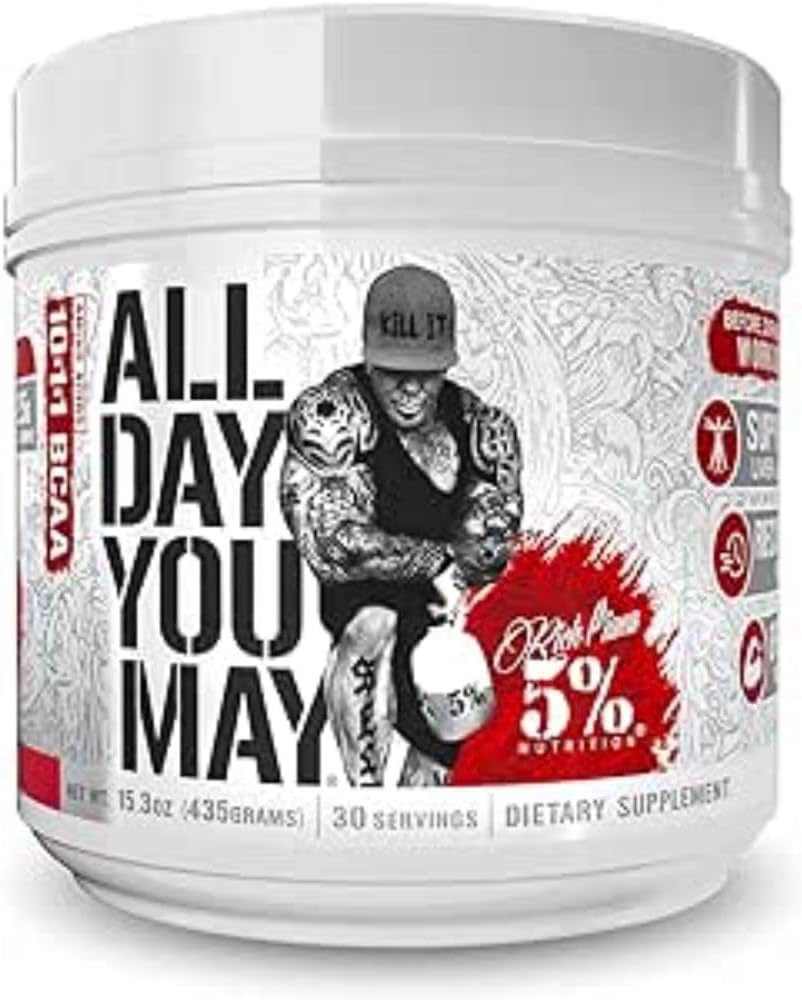 5% Nutrition AllDayYouMay Caffeinated BCAA Powder for Recovery