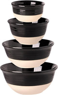 Hasense Large Ceramic Mixing Bowls Set of 4 - Sleek Black Nesting