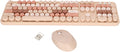 ASHATA Keyboard Mouse Combo Retro Round Keycaps - Cute Milk Tea Set