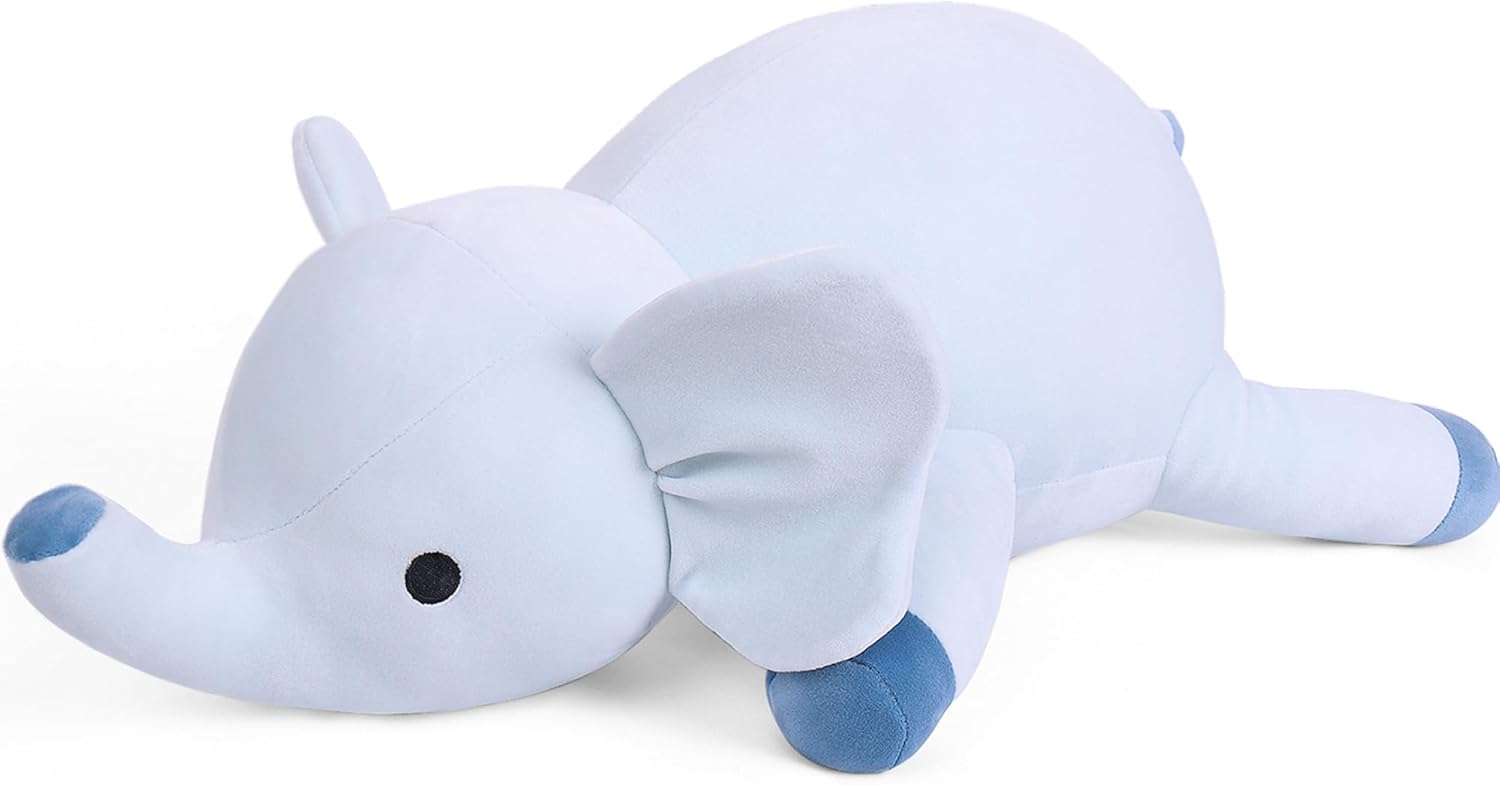 24 in Blue Elephant Weighted Stuffed Animal for Comfort and Cuddles