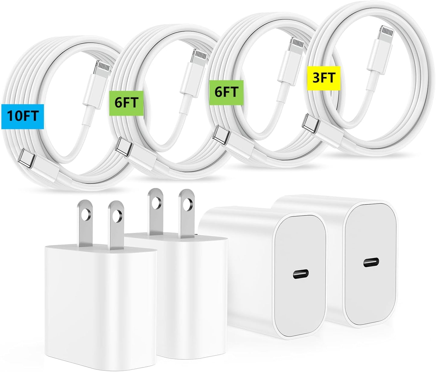 QZVOO 20W Fast iPhone Charger Set - 4Pcs