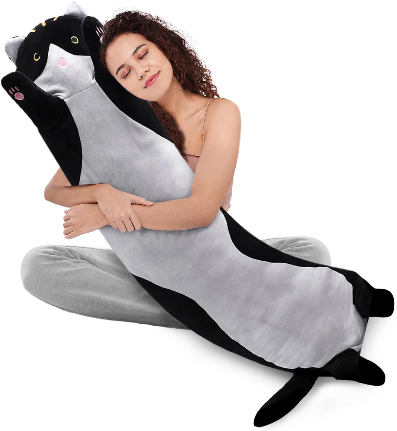 WUYU Plush Cat Doll Cute Cartoon Soft Stuffed Kitten Pillow