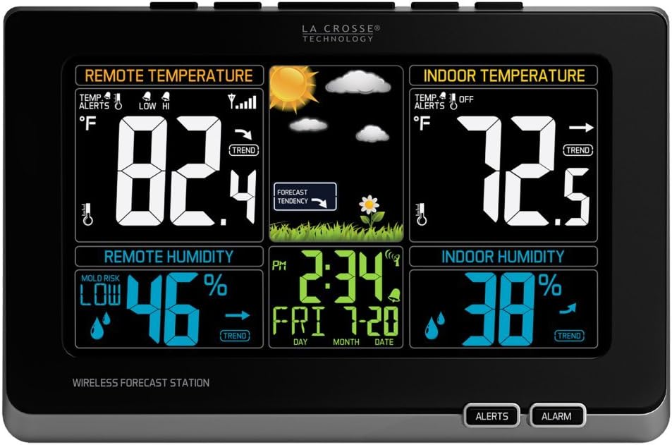 Wireless Color Weather Station with Mold Indicator and Alerts