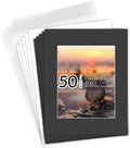 11x14 Black Picture Mats for 8x10 Photo Pack of 50 - White Core Bevel