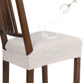 Cream Flower Jacquard Dining Chair Seat Covers Set of 6 - Stretch