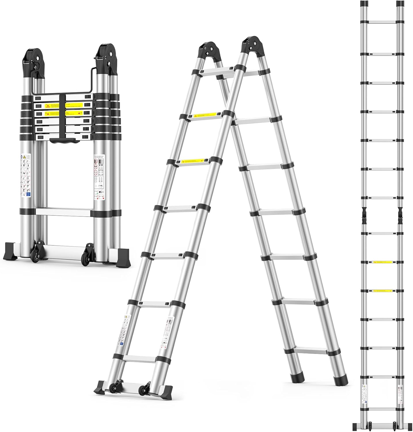 Telescoping Ladder 14.5 FT Heavy Duty Multi-Purpose Collapsible