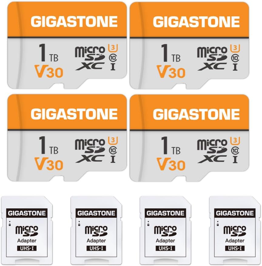 GIGASTONE 1TB Micro SD Card 4-Pack for 4K Video Recording