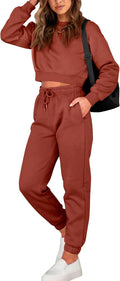 Women 2 Piece Tracksuit Set - Comfortable Crop Top & Joggers