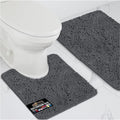 Soft Chenille Bathroom Rug Set Charcoal - 2 Piece Contour & 30x20 Bath