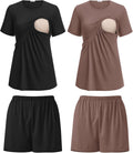 Ekouaer 2 Pack Women's Nursing Pajamas Set - Double Layer Comfort tops