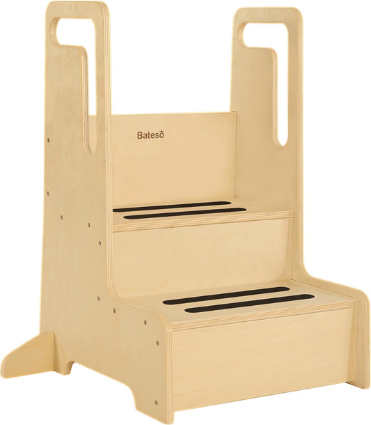 Step Stool for Kids - Large Wooden Kid Step Stool with Handles