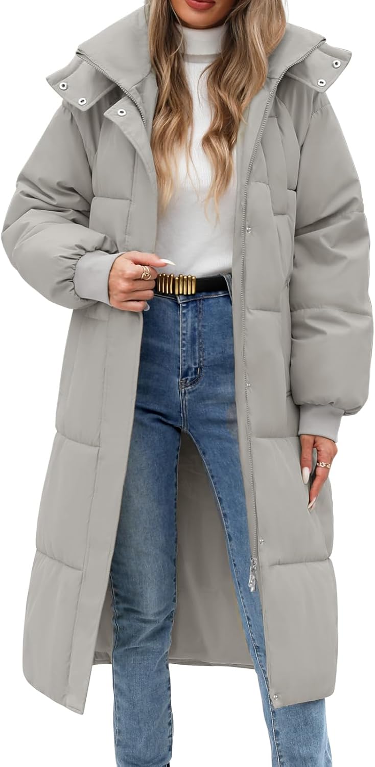 Women Long Puffer Coat Winter Warm Hooded Jacket Full Length