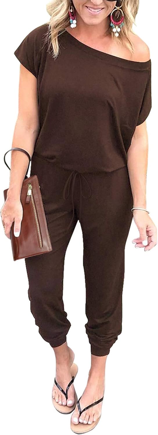 PRETTYGARDEN Off Shoulder Jumpsuits for Women Casual Style