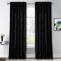 Black Velvet Curtains 52 x 108 Panels - Heavy Duty Thermal Drapes