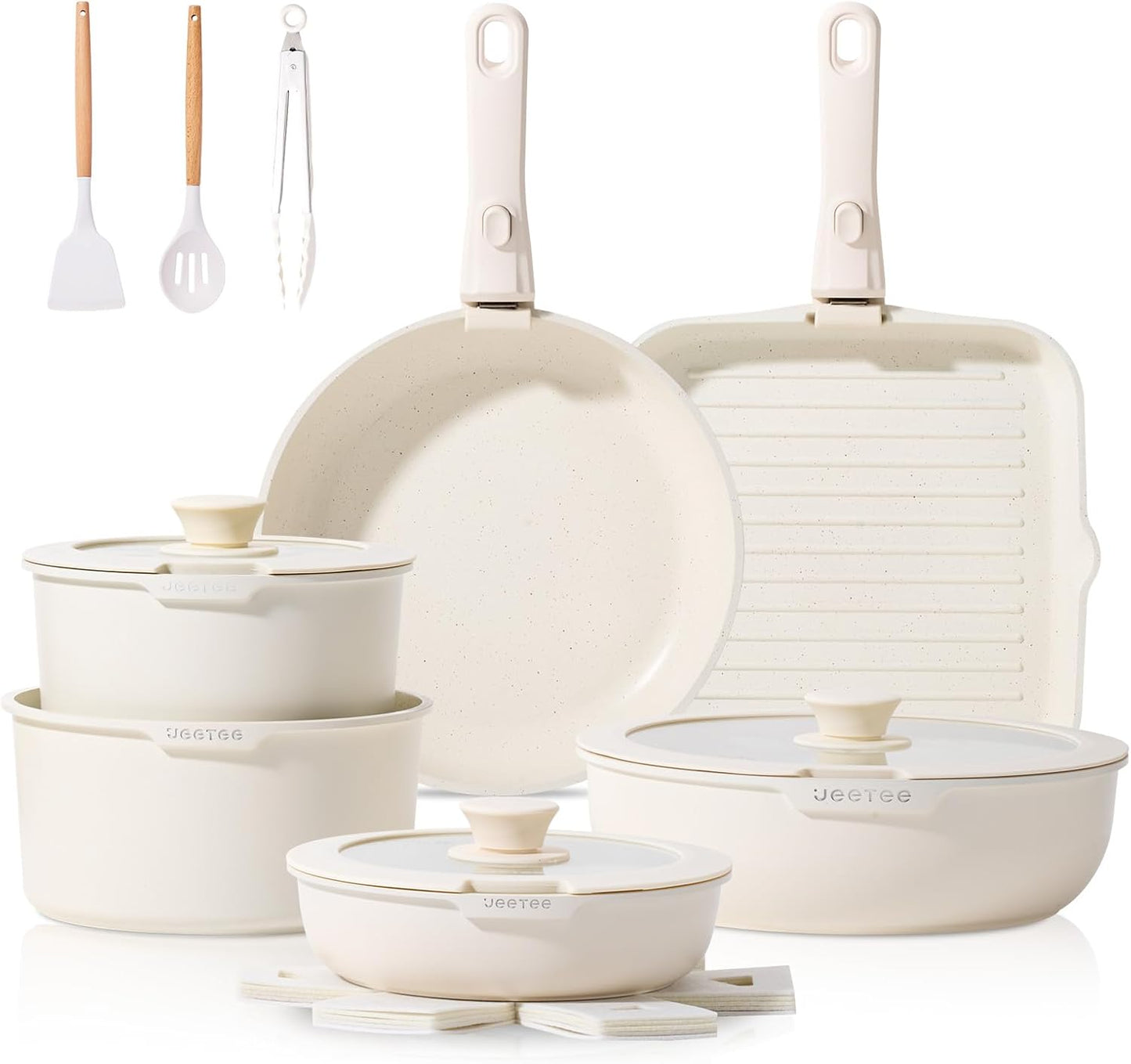 Non Stick Cookware Set with Detachable Handle for Healthy Cooking