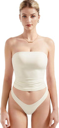 SUUKSESS Women Sexy Tube Top Summer Y2K Double Lined (Style 4L47)