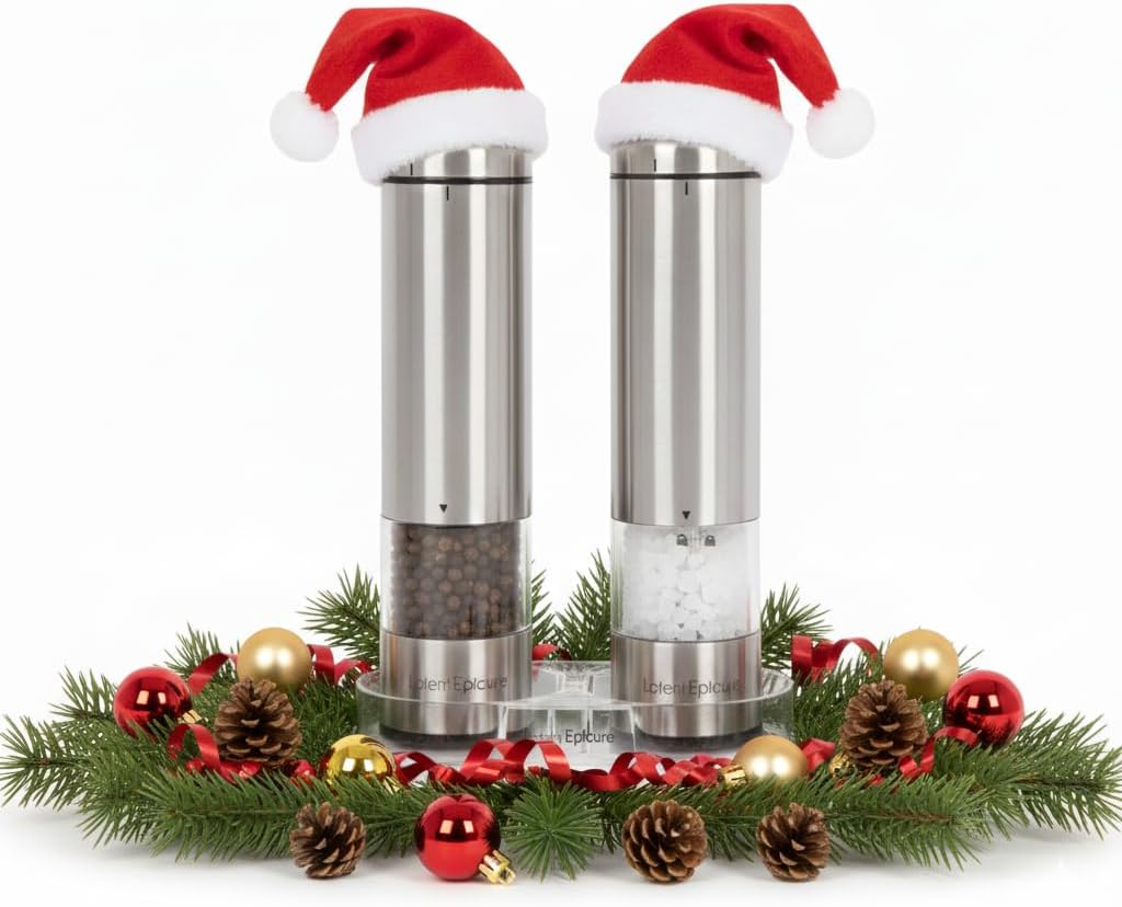 Electric Salt & Pepper Grinder Set with Adjustable Ceramic Grinders