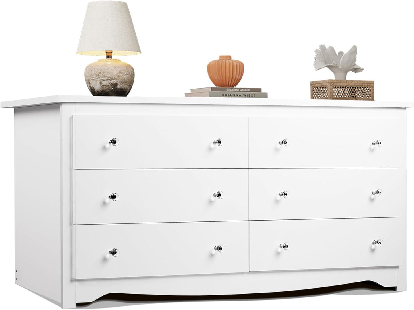 WLIVE White Dresser for Bedroom: Modern 6 Drawer Storage Unit