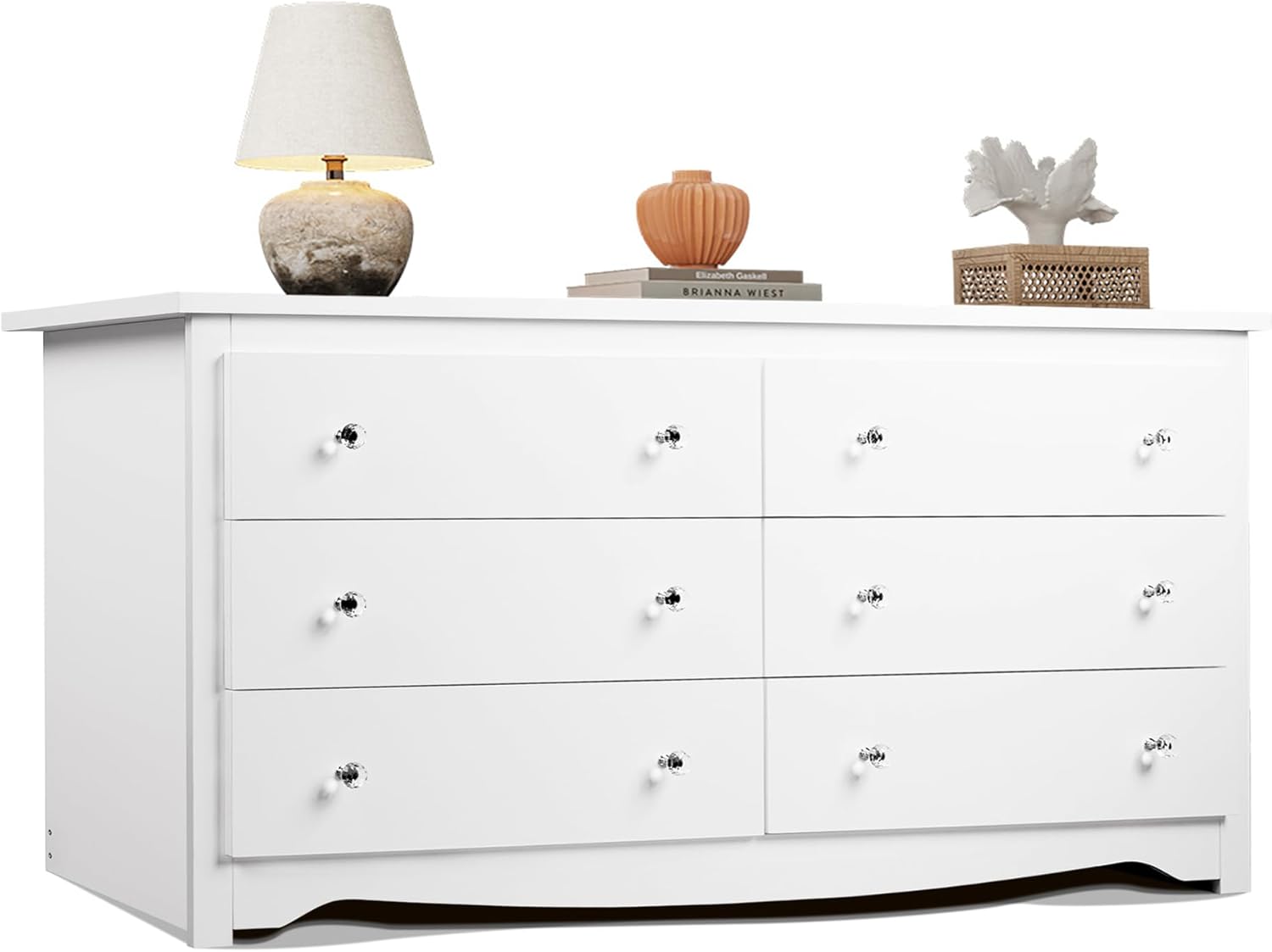 WLIVE White Dresser for Bedroom: Modern 6 Drawer Storage Unit