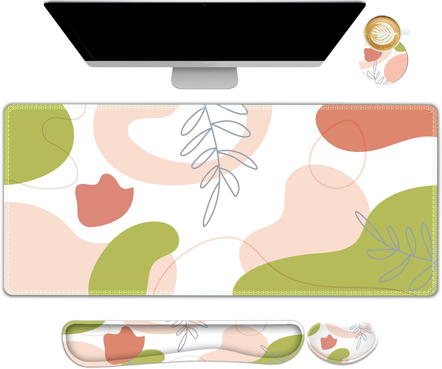 AIMSA Ergonomic Wrist Rest Set - Large Desk Mat & Mouse Pad Combo