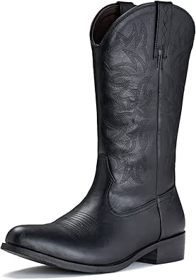 Durable Classic Cowboy Boots for Men with Embroidery Design