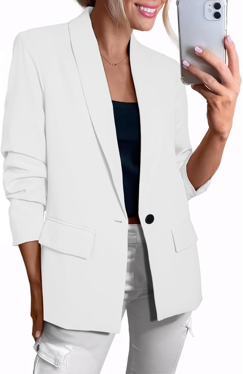 Happy Sailed Womens Long Sleeve Blazer for Office and Casual Wear
