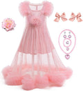 Pink Witch Costume for Girls 2-Piece Pajama Dress Set - Bouffant Mesh