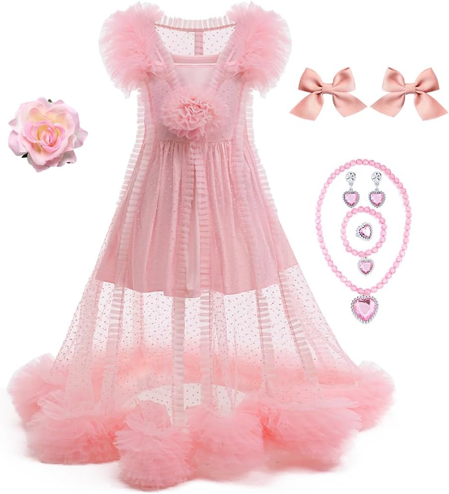 Enchanting Pink Witch Costume for Girls with Accessories