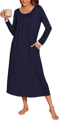 Ekouaer Women's Pocketed Long Nightgowns for Relaxing Nights