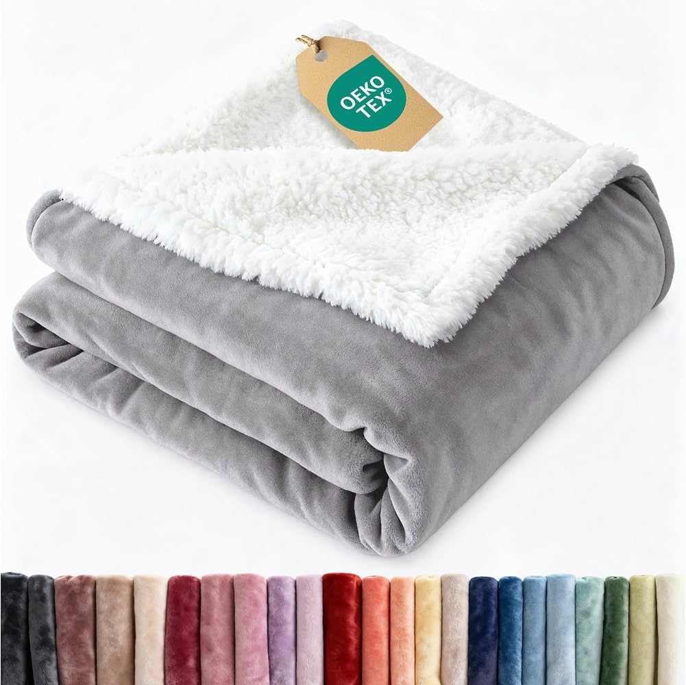 Reversible Sherpa Fleece King Blanket - Super Soft & Warm