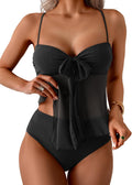 Womens Mesh Tankini Two Piece Swimsuit - Flowy Tummy Control