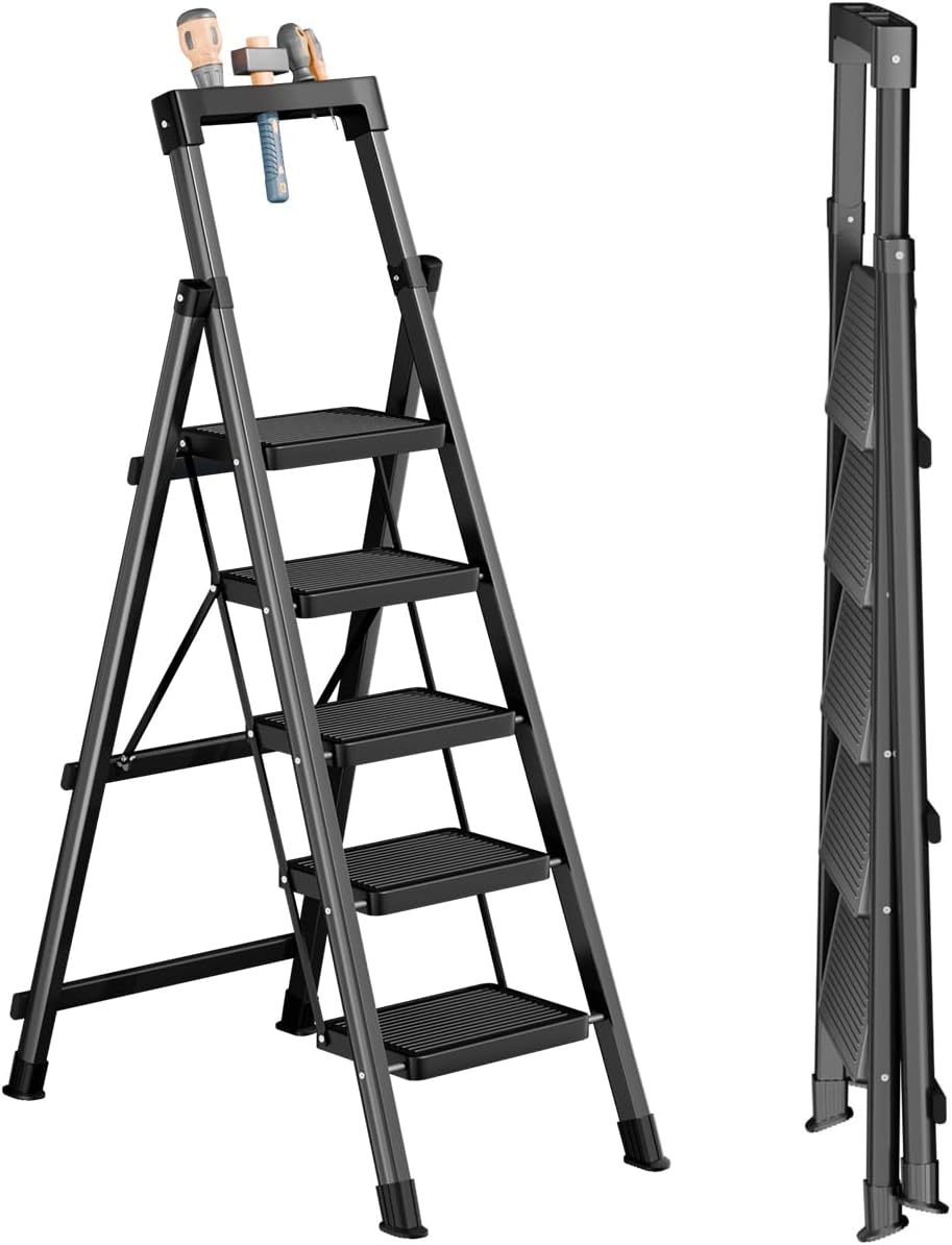 5 Step Ladder with Tool Tray for Safe and Efficient Use