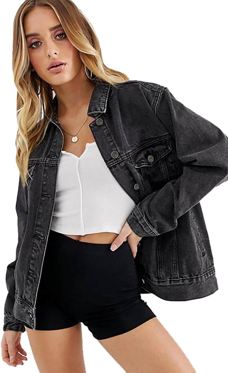 Oversized Vintage Washed Denim Jacket for Women by Tsher