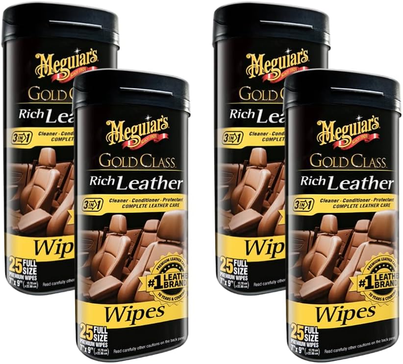 4-Pack Meguiar's Rich Leather Wipes - 100 Wipes Total