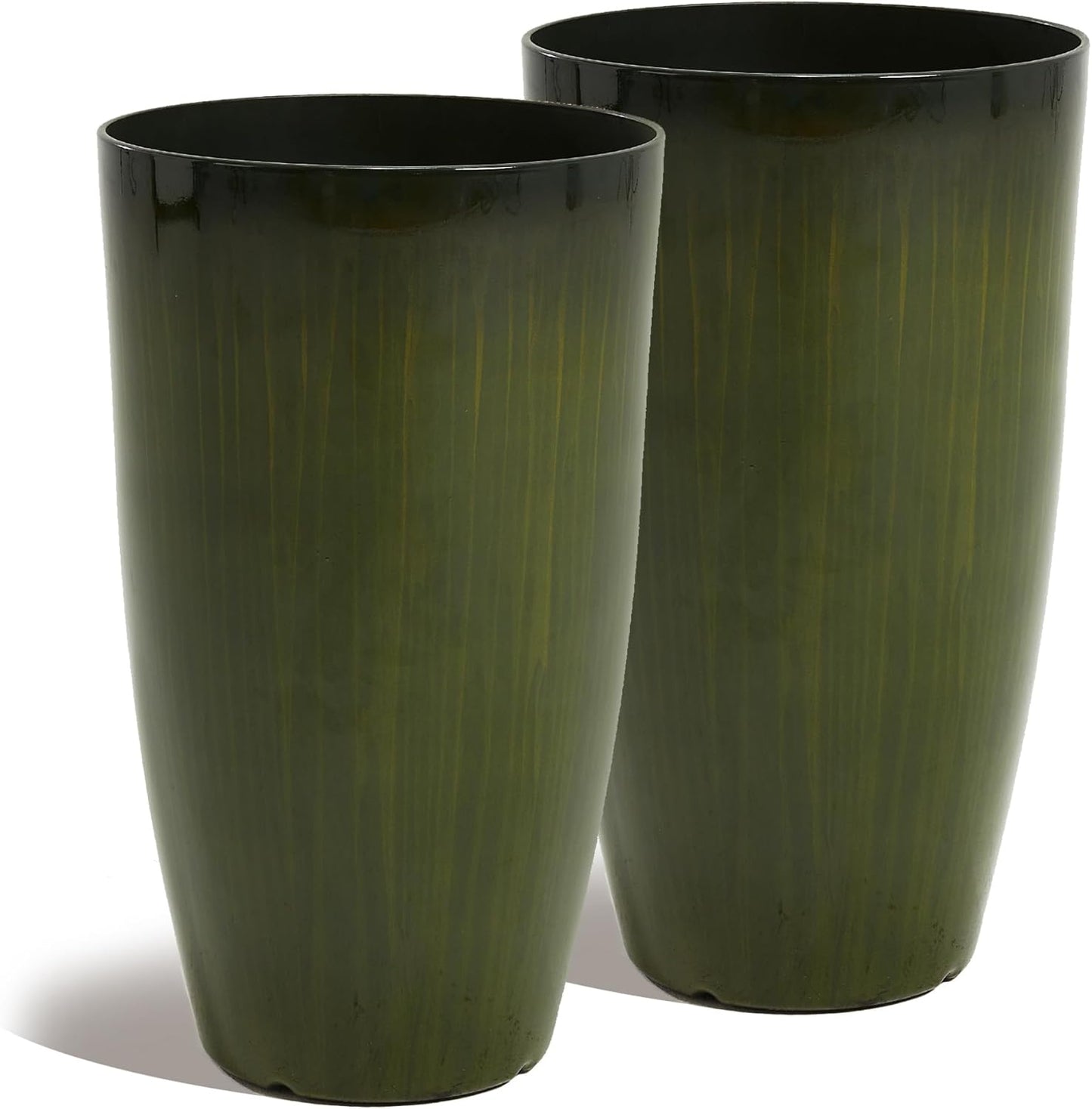 Large Plastic Planters Set of 2 - Gradient Green Glossy Finish