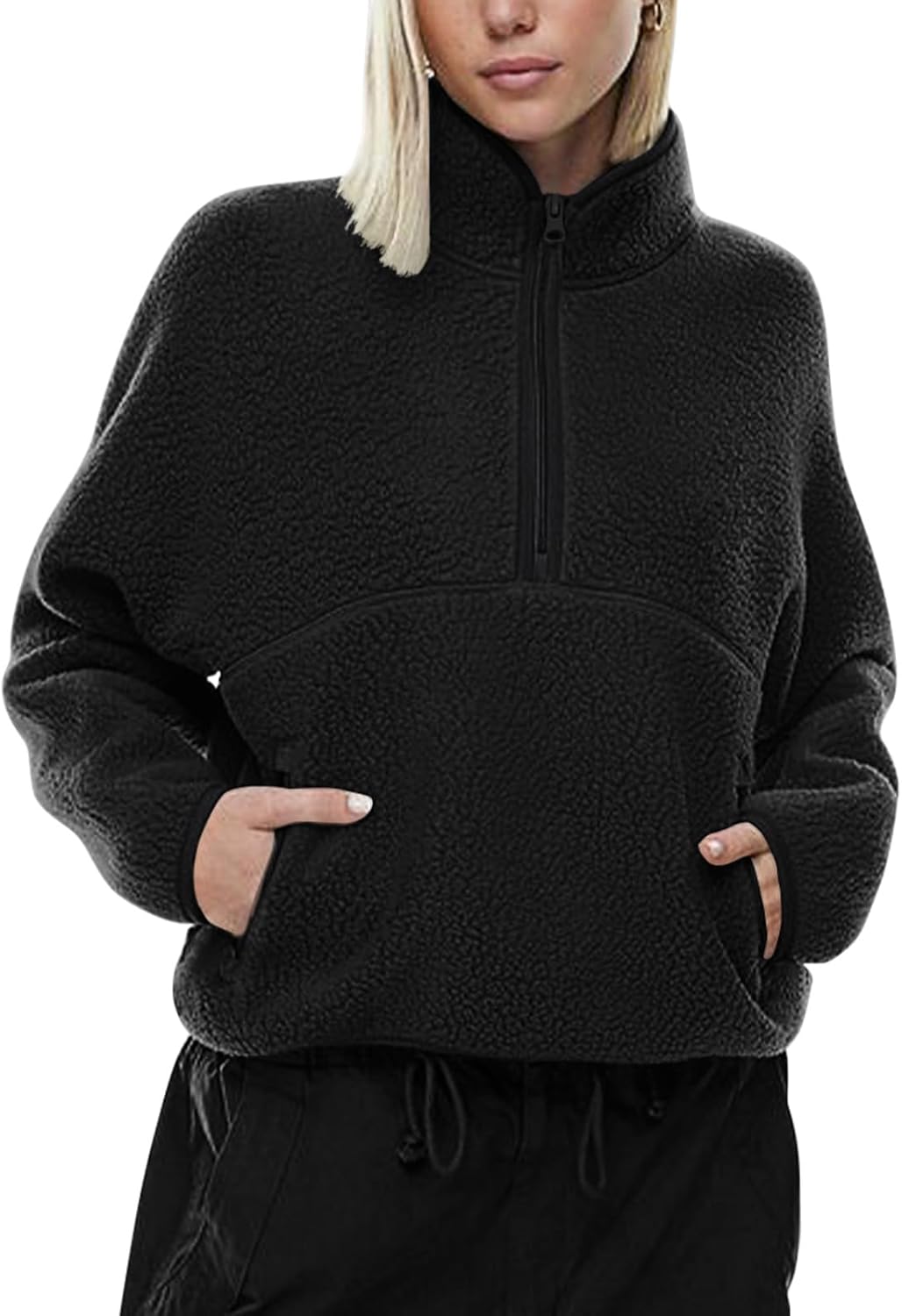 LASLULU Womens Half Zip Pullover Fleece Jacket for Winter