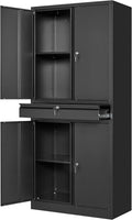 Yizosh Metal Garage Storage Cabinet with Locking Doors and Shelves