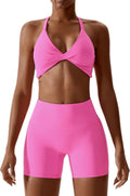 ABOCIW Workout Sets for Women 2 Piece Twist Front Halter (Style JH1Q)
