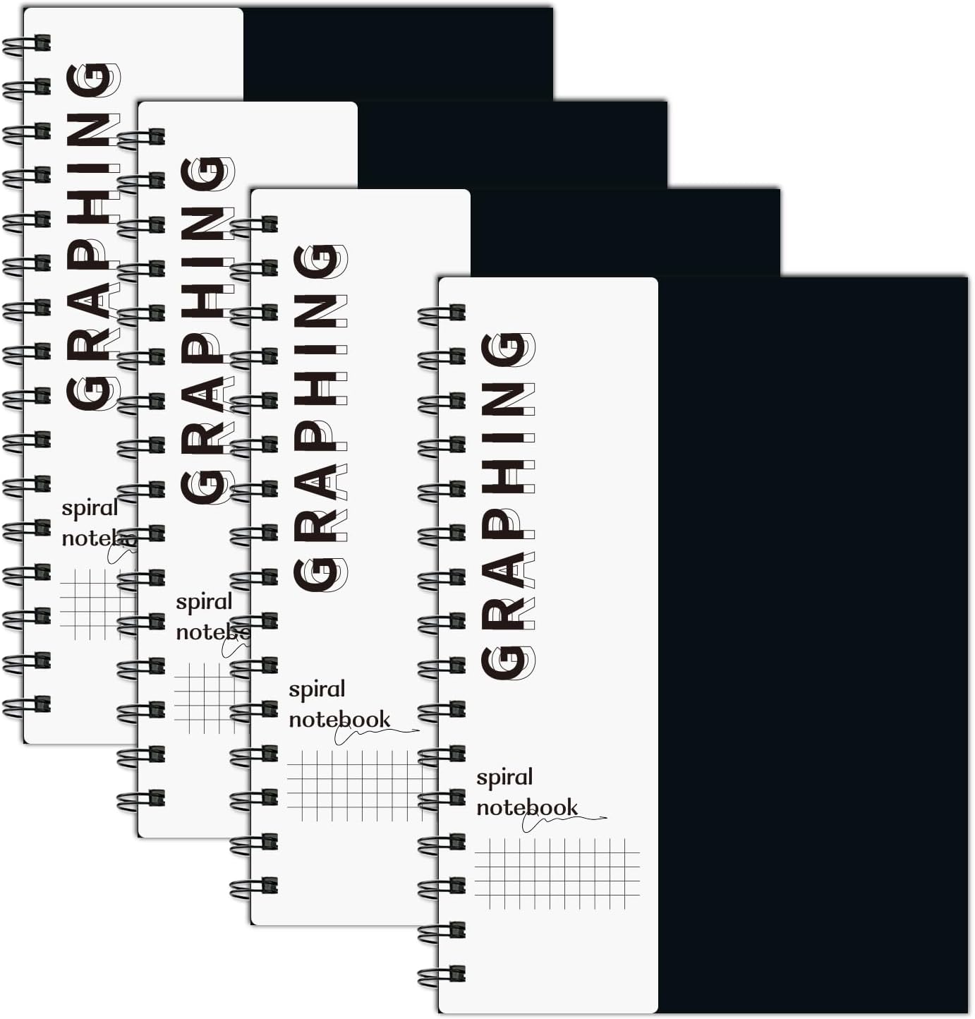 Premium Grid Graph Notebook Set x4 - Thick 100 GSM Paper - Ideal for School, Office, Art - Rinrda