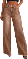 Sidefeel Women's Wide Leg Jeans High Waisted Raw Hem - Flattering add