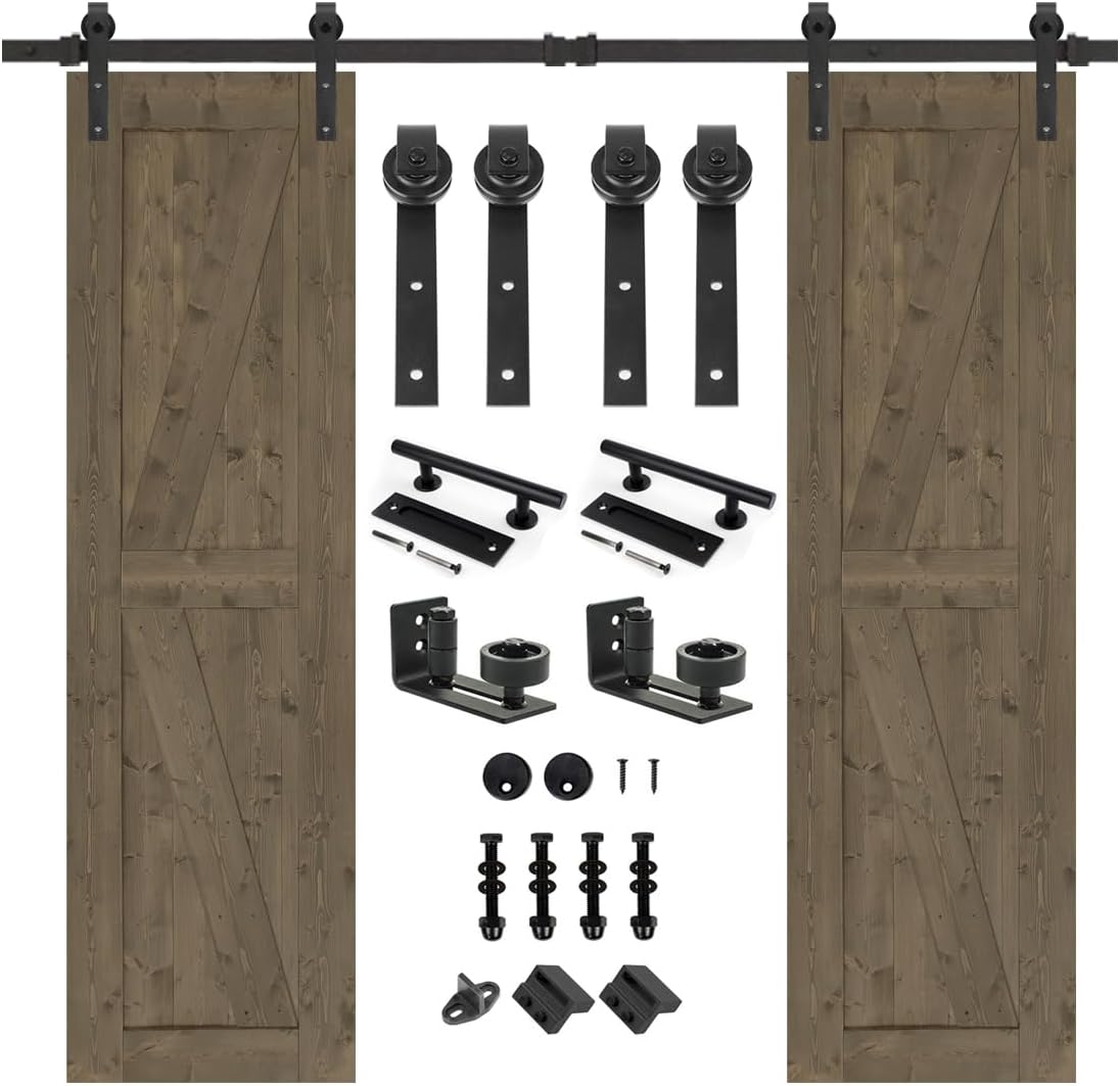 24in x 84in Double Elephant Gray Knotty Pine Barn Door Kit