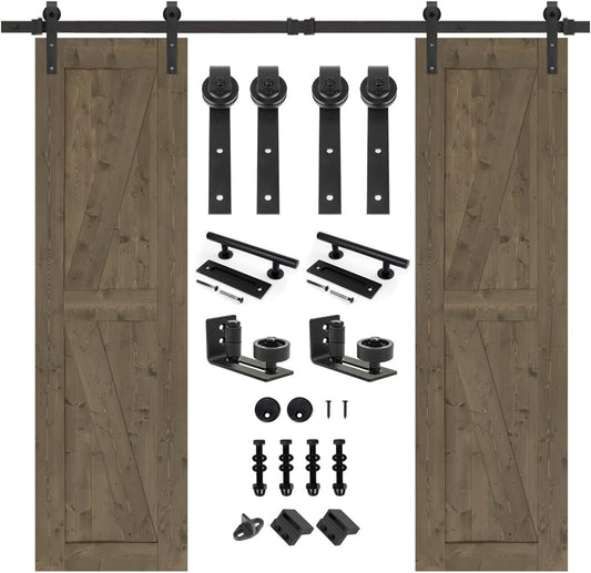 24in x 84in Double Elephant Gray Knotty Pine Barn Door Kit