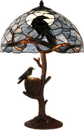 Raven Stained Glass Table Lamp - Halloween Tiffany Style