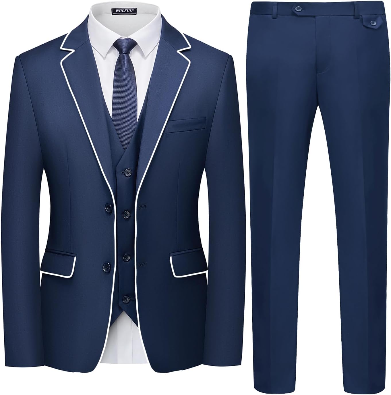 WULFUL Men's 3 Piece Slim Fit Suit Set for Weddings and Parties