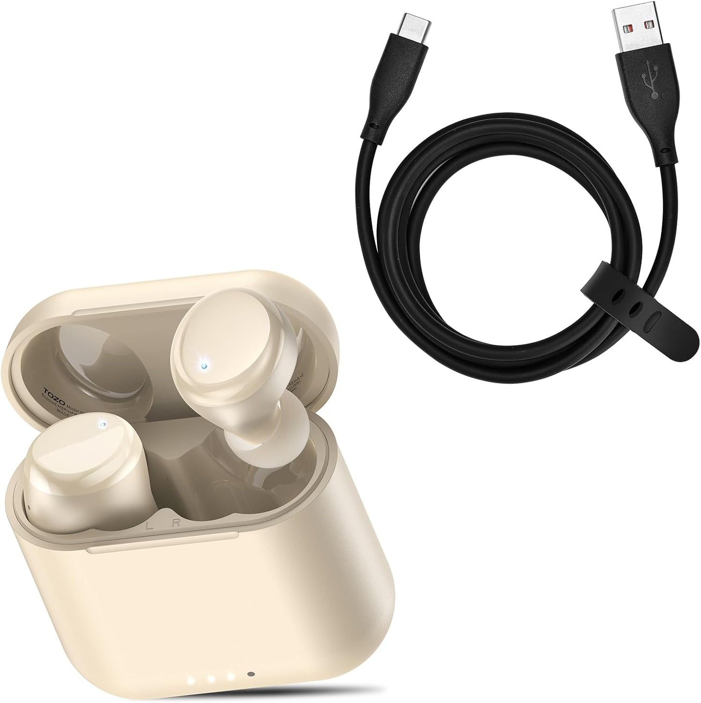 TOZO T6 Ergonomic Wireless Earbuds - Fast Charging Cable