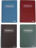 Spiral Notebook Set of 4 A5 Lined Journals - Durable Everyday